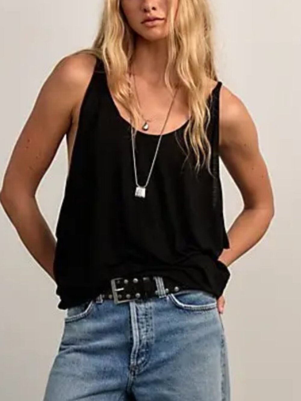 NEW Free People We the Free shoreside tank top black Large